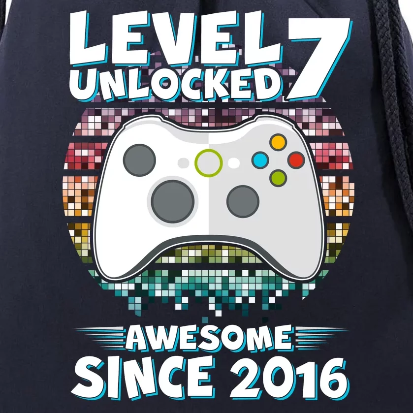 Level 7 Unlocked Awesome Since 2016 Gamer Birthday Drawstring Bag