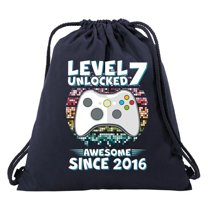 Level 7 Unlocked Awesome Since 2016 Gamer Birthday Drawstring Bag