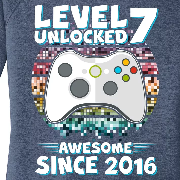 Level 7 Unlocked Awesome Since 2016 Gamer Birthday Women's Perfect Tri Tunic Long Sleeve Shirt