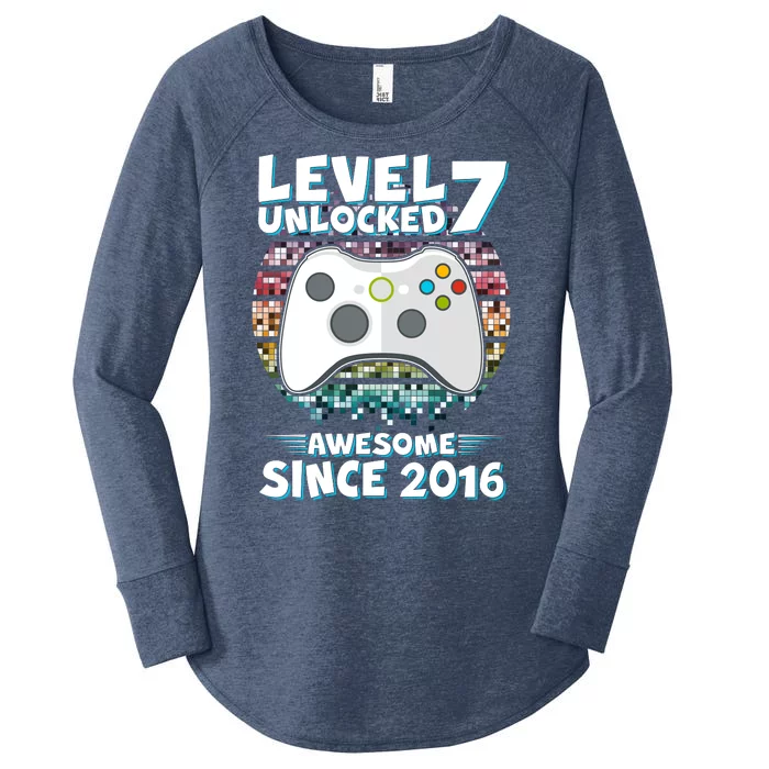 Level 7 Unlocked Awesome Since 2016 Gamer Birthday Women's Perfect Tri Tunic Long Sleeve Shirt