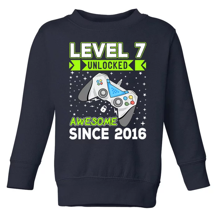 Level 7 Unlocked Awesome 2016 Video Game 7th Birthday Funny Toddler Sweatshirt