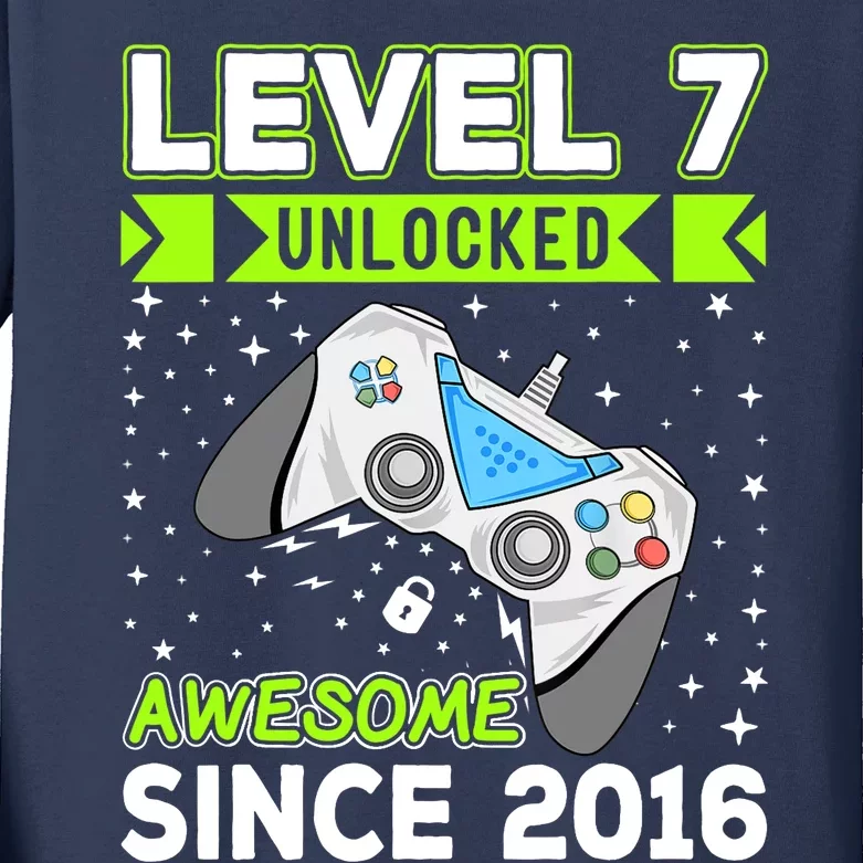 Level 7 Unlocked Awesome 2016 Video Game 7th Birthday Funny Kids Long Sleeve Shirt