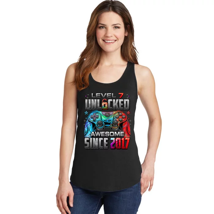 Level 7 Unlocked Awesome Since 2017 Gaming Ladies Essential Tank