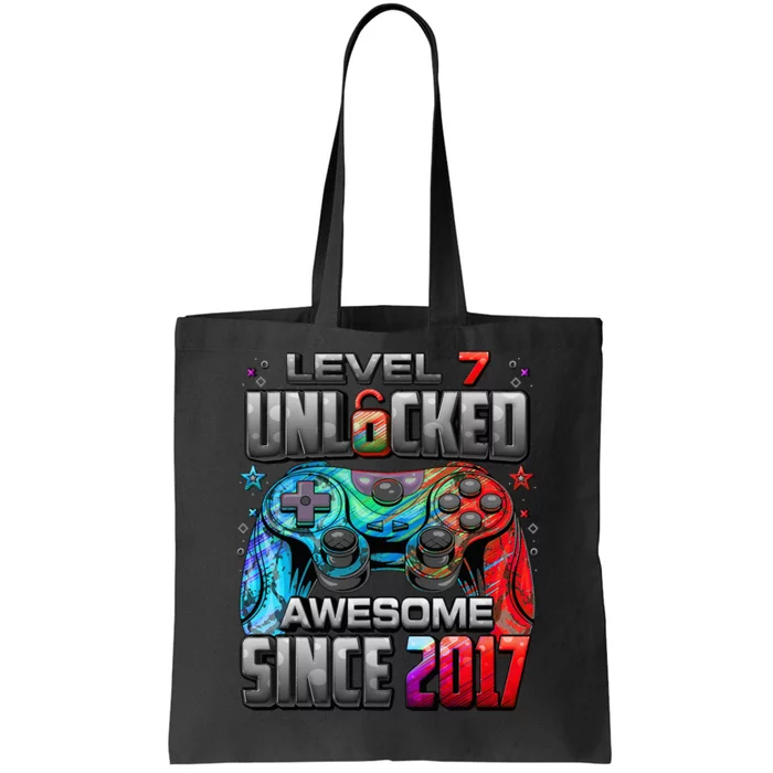 Level 7 Unlocked Awesome Since 2017 Gaming Tote Bag