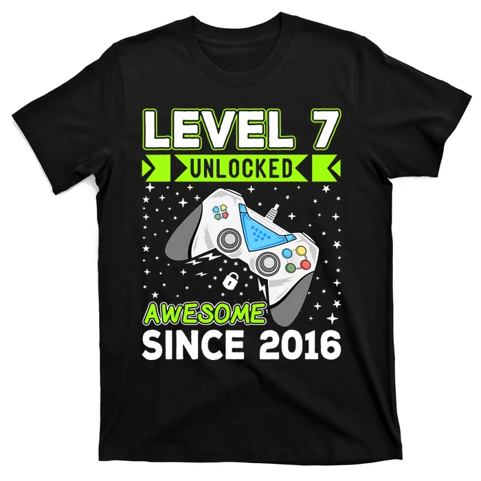 Level 7 Unlocked Awesome 2016 Video Game 7th Birthday Funny T-Shirt