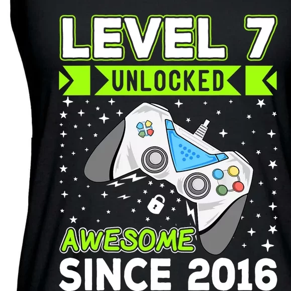 Level 7 Unlocked Awesome 2016 Video Game 7th Birthday Funny Ladies Essential Flowy Tank