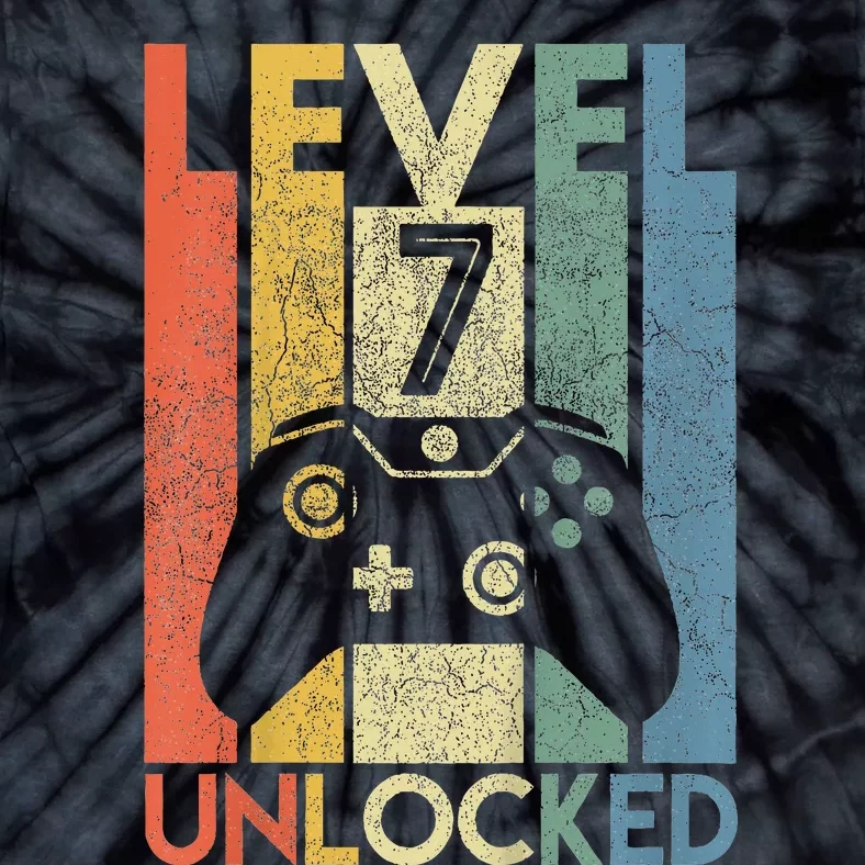 Level 7 Unlocked Video Gamer 7th Birthday Tie-Dye T-Shirt