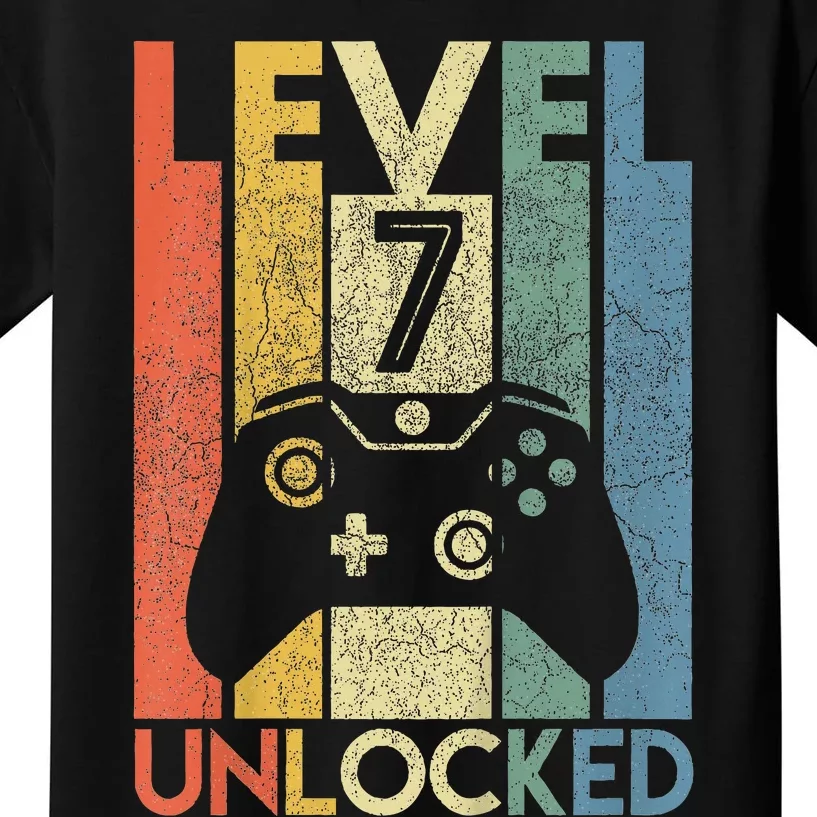 Level 7 Unlocked Video Gamer 7th Birthday Kids T-Shirt