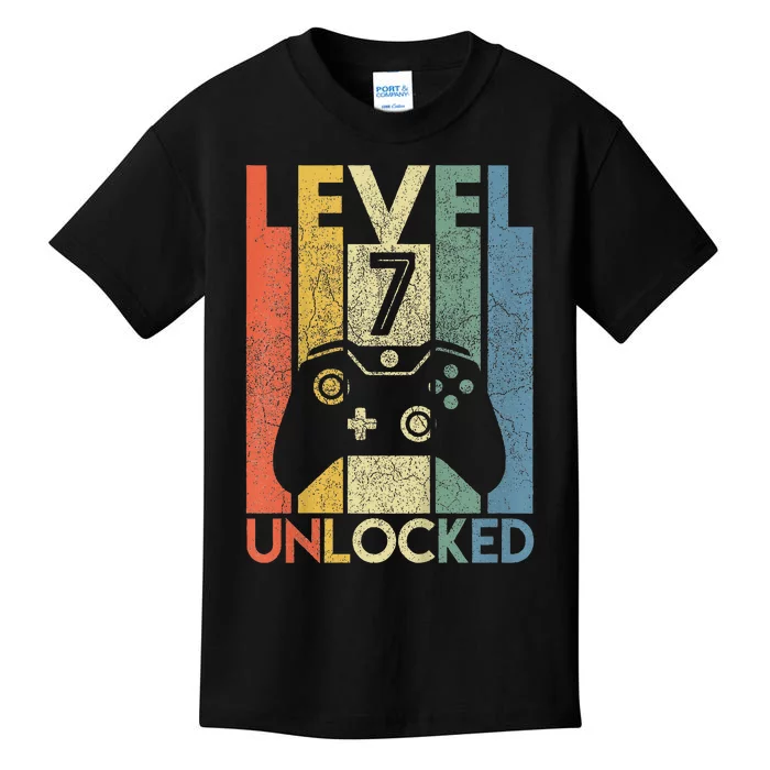 Level 7 Unlocked Video Gamer 7th Birthday Kids T-Shirt