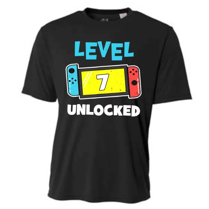 Level 7 unlocked Gamer 7th Birthday Gift Video Game lovers Cooling Performance Crew T-Shirt