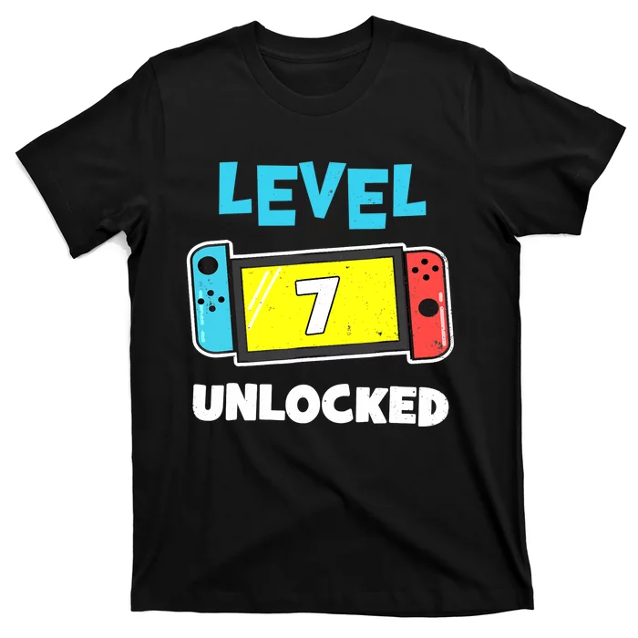 Level 7 unlocked Gamer 7th Birthday Gift Video Game lovers T-Shirt