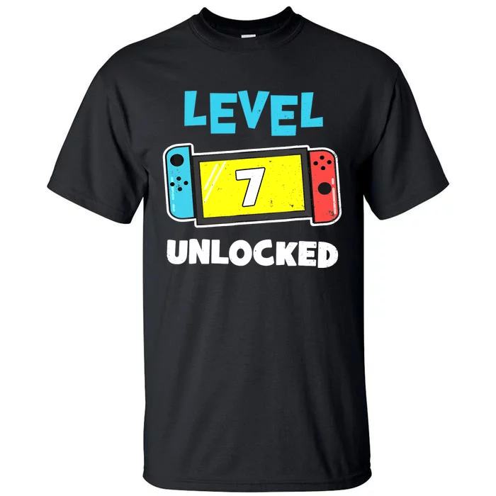 Level 7 unlocked Gamer 7th Birthday Gift Video Game lovers Tall T-Shirt