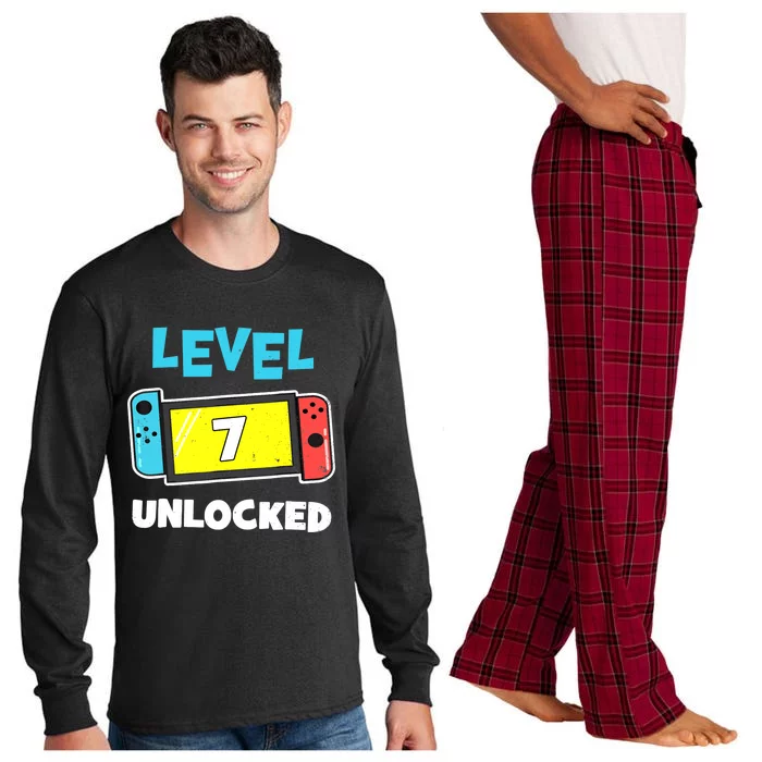 Level 7 unlocked Gamer 7th Birthday Gift Video Game lovers Long Sleeve Pajama Set