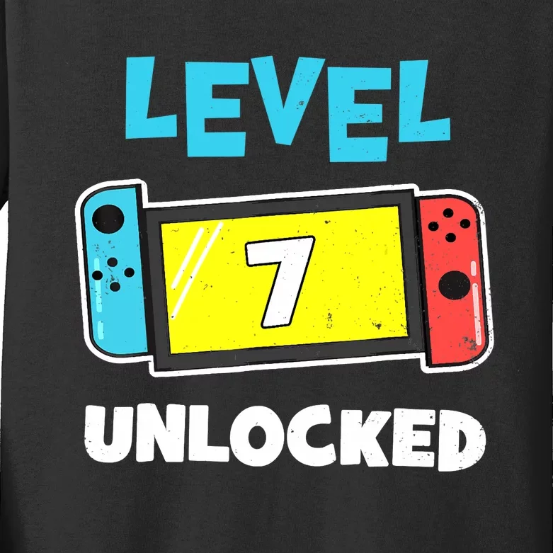 Level 7 unlocked Gamer 7th Birthday Gift Video Game lovers Kids Long Sleeve Shirt