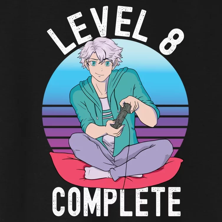 Level 8 Complete Gift For Men Boy Funny Gamer Women's Crop Top Tee