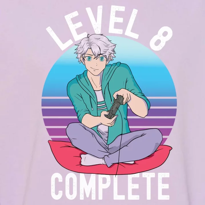 Level 8 Complete Gift For Men Boy Funny Gamer Garment-Dyed Sweatshirt