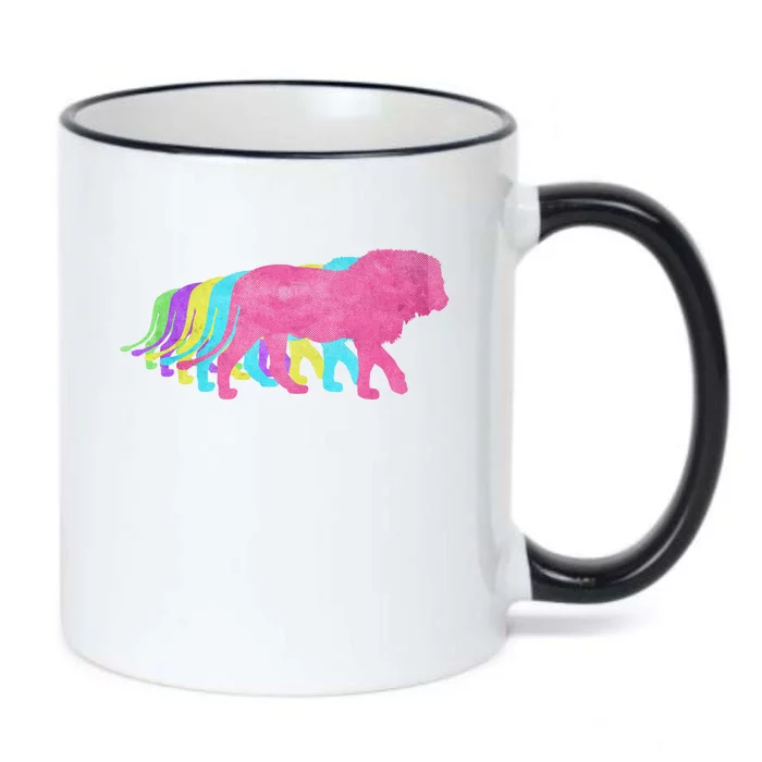 Lion 80s Colors 1980s Cute Gift Black Color Changing Mug