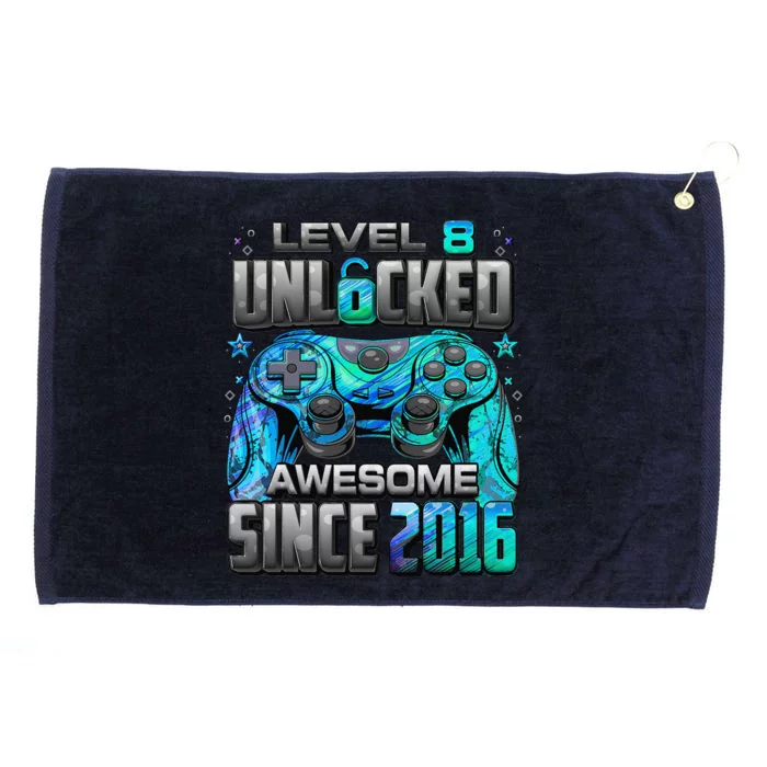 Level 8 Unlocked Awesome Since 2016 8th Birthday Gaming Grommeted Golf Towel