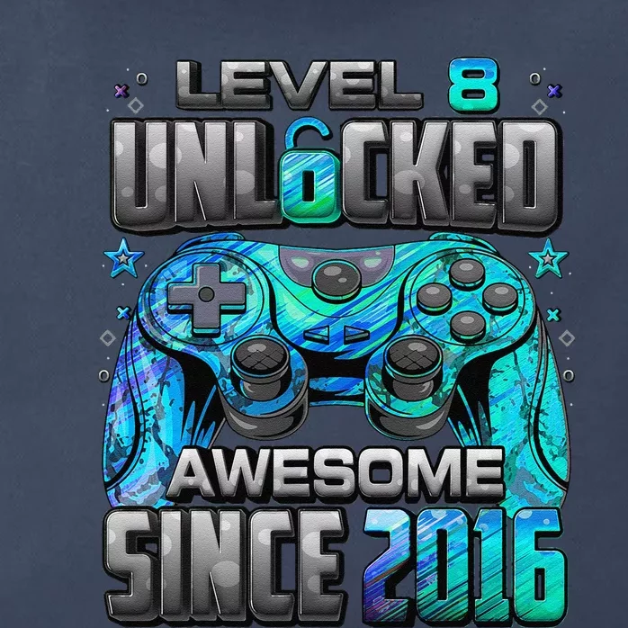 Level 8 Unlocked Awesome Since 2016 8th Birthday Gaming Zip Tote Bag