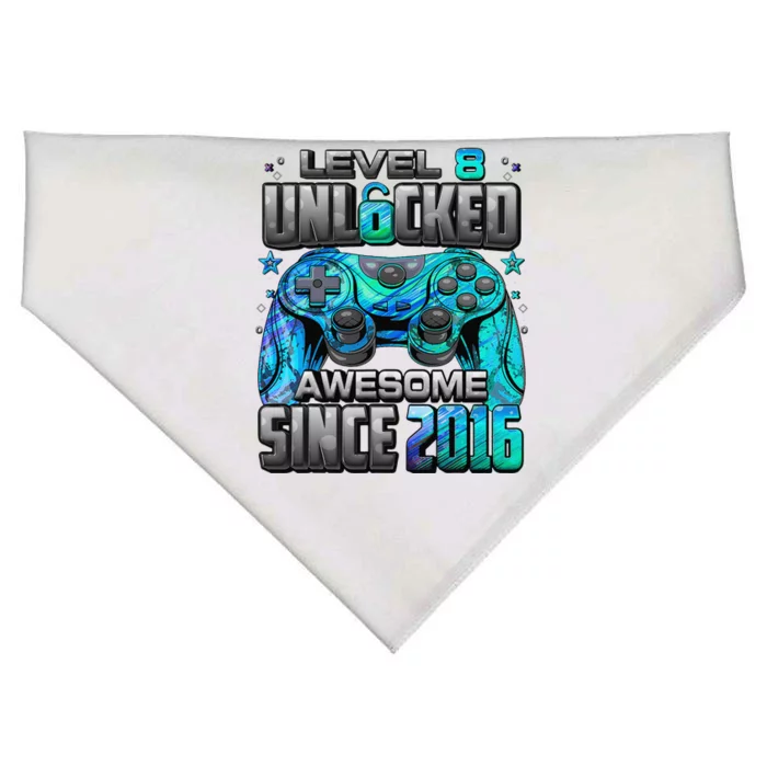 Level 8 Unlocked Awesome Since 2016 8th Birthday Gaming USA-Made Doggie Bandana