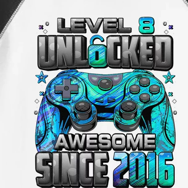 Level 8 Unlocked Awesome Since 2016 8th Birthday Gaming Toddler Fine Jersey T-Shirt