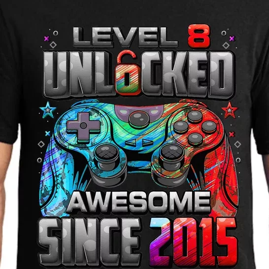 Level 8 Unlocked Awesome Since 2015 8th Birthday Gaming Pajama Set