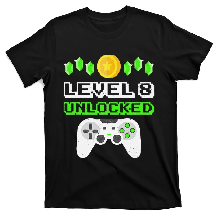 Level 8 Unlocked Funny 8 Year Old Gamer Birthday T-Shirt