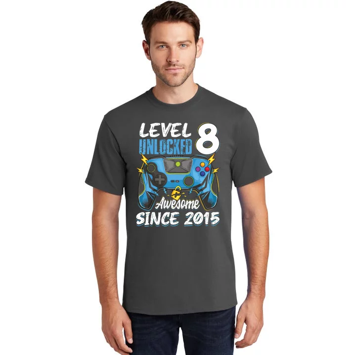 Level 8 Unlocked Awesome 2015 8th Birthday Video Games Tall T-Shirt