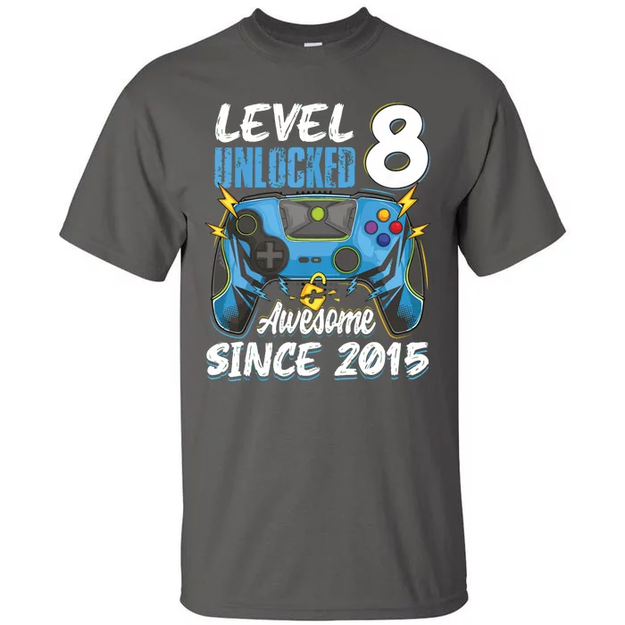 Level 8 Unlocked Awesome 2015 8th Birthday Video Games Tall T-Shirt