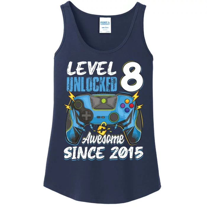 Level 8 Unlocked Awesome 2015 8th Birthday Video Games Ladies Essential Tank