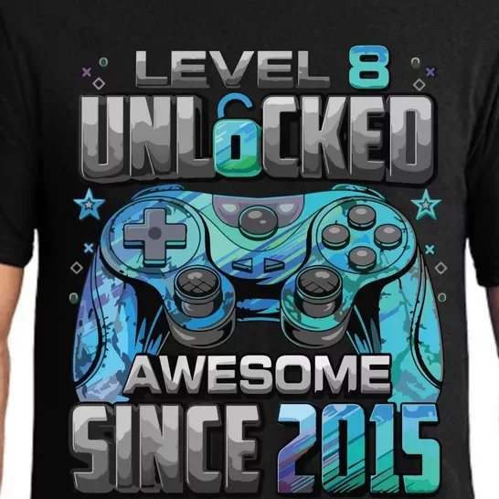 Level 8 Unlocked Awesome Since 2015 8th Birthday Gaming Pajama Set