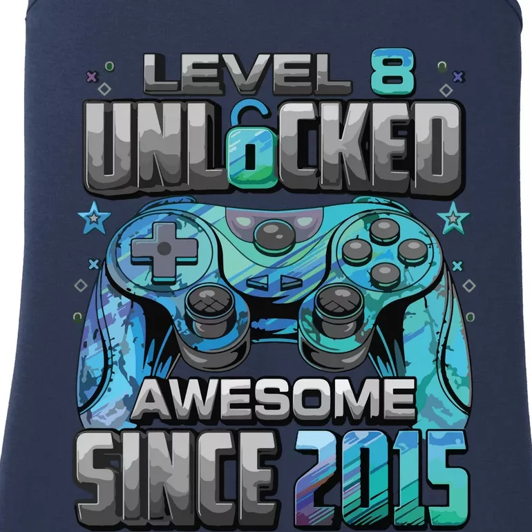 Level 8 Unlocked Awesome Since 2015 8th Birthday Gaming Ladies Essential Tank