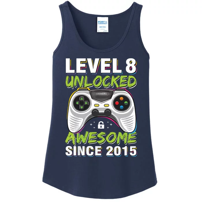 Level 8 Unlocked Awesome Since 2015 8th Birthday Gaming Ladies Essential Tank