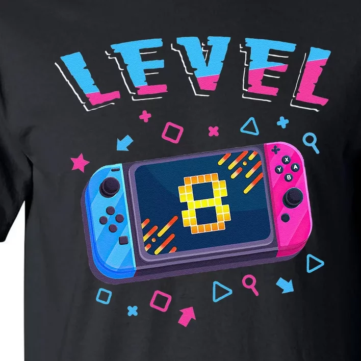 Level 8 Unlocked Gamer 8th Birthday Gift Video Game Lovers Tall T-Shirt