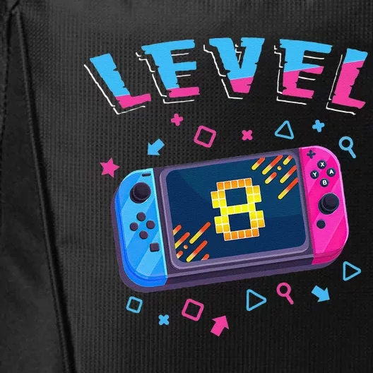 Level 8 Unlocked Gamer 8th Birthday Gift Video Game Lovers City Backpack