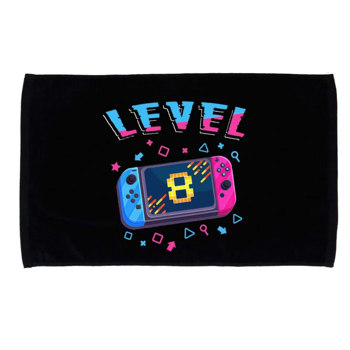 Level 8 Unlocked Gamer 8th Birthday Gift Video Game Lovers Microfiber Hand Towel