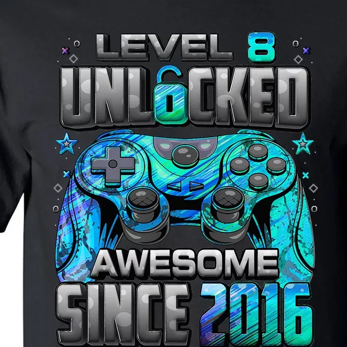 Level 8 Unlocked Awesome Since 2016 8th Birthday Tall T-Shirt