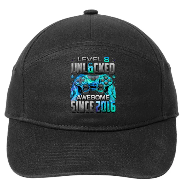 Level 8 Unlocked Awesome Since 2016 8th Birthday 7-Panel Snapback Hat