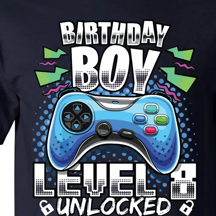 Level 8 Unlocked Video Game 8th Birthday Gamer Gift Tall T-Shirt