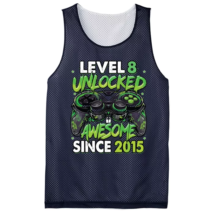 Level 8 Unlocked Awesome Since 2015 8th Birthday Gaming Mesh Reversible Basketball Jersey Tank