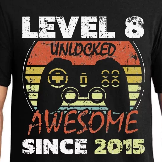 Level 8 Unlocked Awesome Since 2015 8th Birthday Gaming Pajama Set