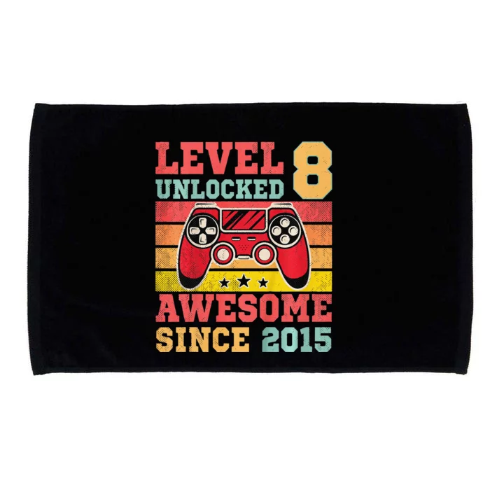 Level 8 Unlocked Vintage Video Game 8th Birthday Gamer Microfiber Hand Towel