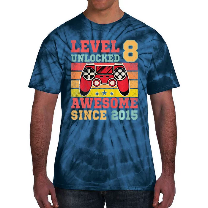 Level 8 Unlocked Vintage Video Game 8th Birthday Gamer Tie-Dye T-Shirt