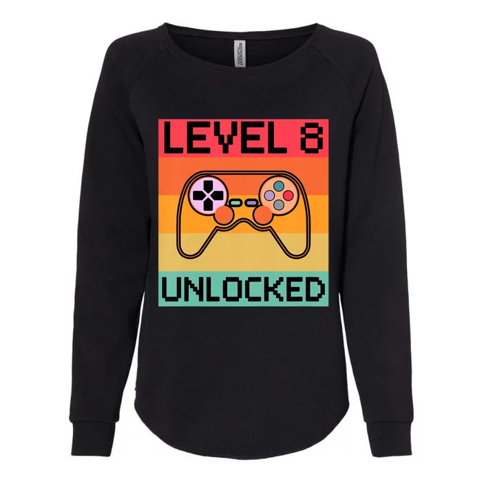 Level 8 Unlocked Video Gamer 8th Birthday Gaming Gift Womens California Wash Sweatshirt