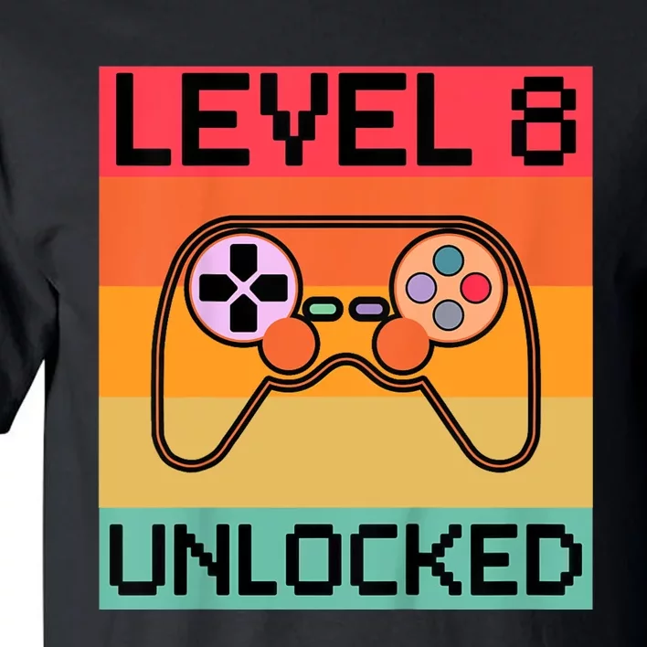 Level 8 Unlocked Video Gamer 8th Birthday Gaming Gift Tall T-Shirt