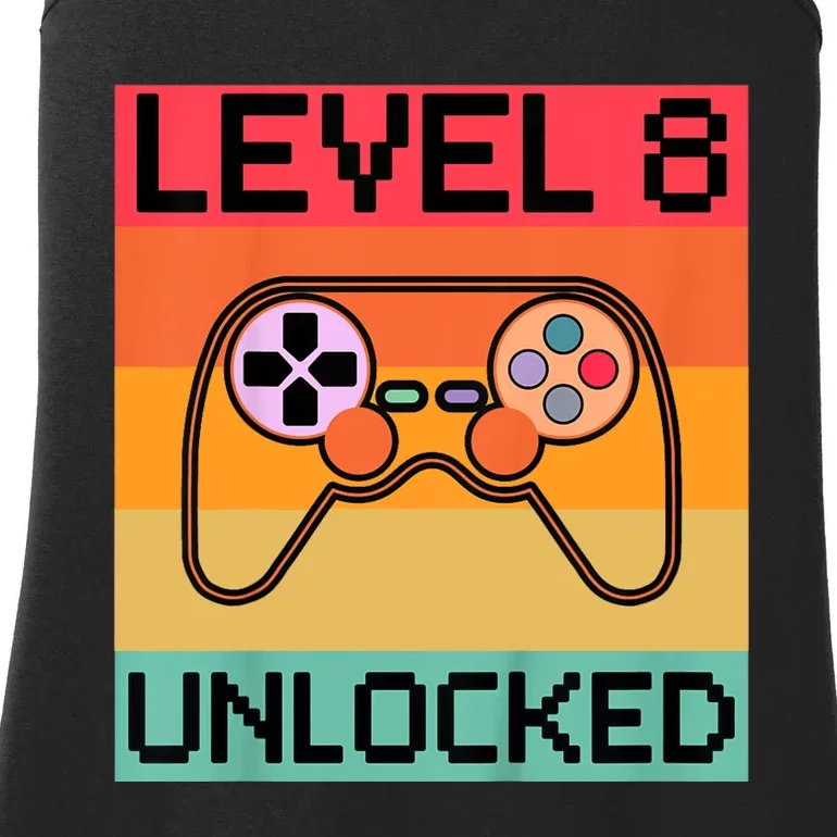 Level 8 Unlocked Video Gamer 8th Birthday Gaming Gift Ladies Essential Tank