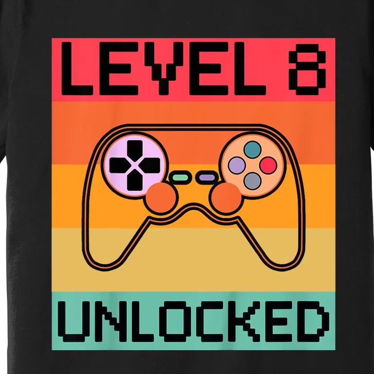 Level 8 Unlocked Video Gamer 8th Birthday Gaming Gift Premium T-Shirt