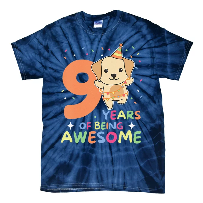 Labrador 9th Birthday For Children Nine Years Old Tie-Dye T-Shirt