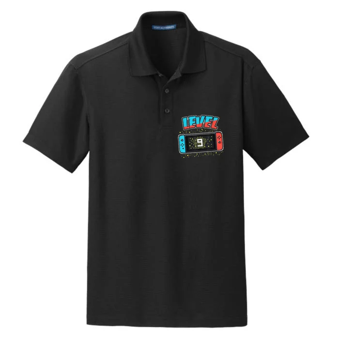 Level 9 Birthday 9 Years Old Video Games Gift Dry Zone Grid Performance Polo