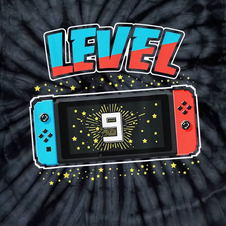 Level 9 Birthday 9 Years Old Video Games Gift Tie-Dye T-Shirt